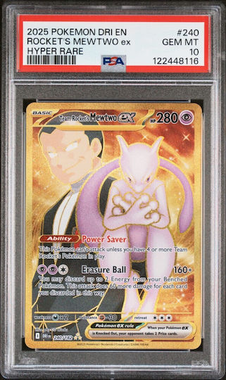 Rocket's Mewtwo Ex Destined Rivals English 2025 #240/182 Gem Mt 10