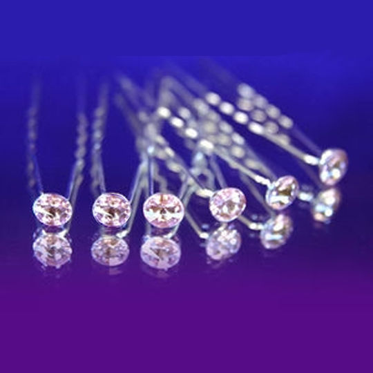 Set 6 Lilac Plated Bridal Swarovski Crystal Hair Pins Bride Bridesmaid Syrana