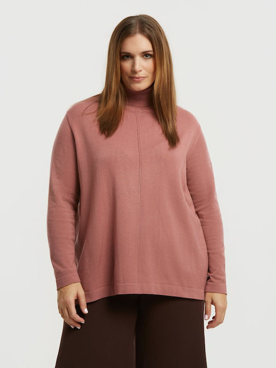 Bluze Damă Pulover Mânecă Lungă Cu Guler Înalt Roz 0000.5539.1.NETTO-orchid