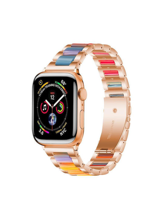Metal Watch Strap Resin Apple Watch 38 40 41 S10 42mm Rose Gold Rainbow Metal Watch Strap Resin Apple Watch 38 40 41 S10 42mm Rose Gold Rainbow
