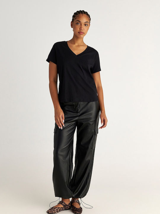 Damen Bluse Baumwolle Kurzärmelig Black