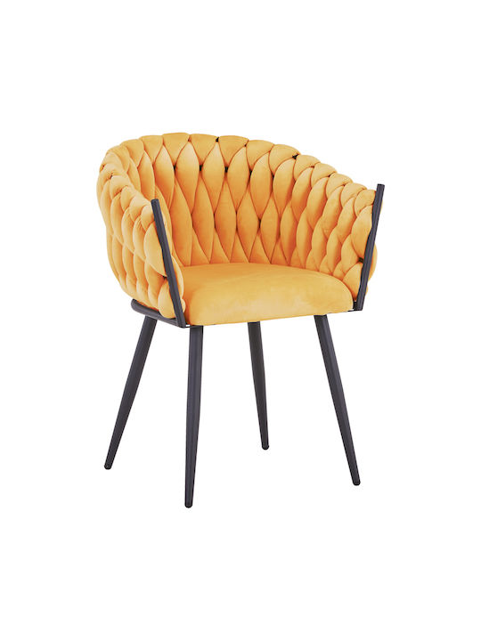 Vivian Dining Room Velvet Armchair Yellow 61x55x80cm 2pcs