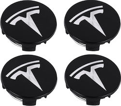Wheel Center Caps Car Wheel Center Caps Tesla 57mm Black 4 Pieces