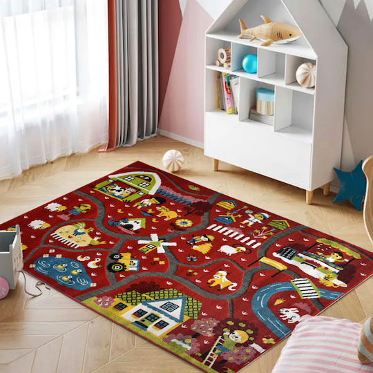 Χαλάκι Δραστηριοτήτων Φάρμα Κόκκινο 200x250cm