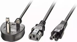 Lindy Type G (UK) / IEC C13 / IEC C5 - IEC C13 / IEC C5 Cable 2.5m Μαύρο 30374