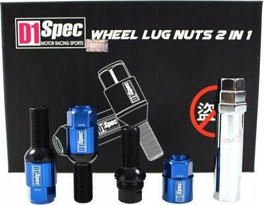 D1spec Wheel Bolts D1spec Heptagon 2in1 Steel 12x1.5 Blue