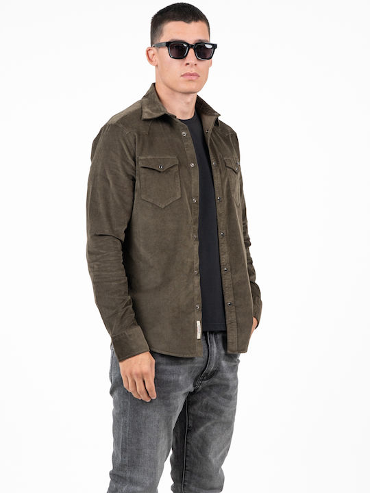 Gianni Lupo Long Sleeve Corduroy Military Shirt