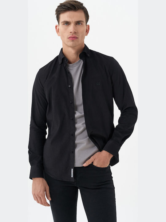Monte Napoleone Long-sleeved Corduroy Shirt Black