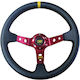 Omp Racing Deep Dish Steering Wheel Black Red Leather
