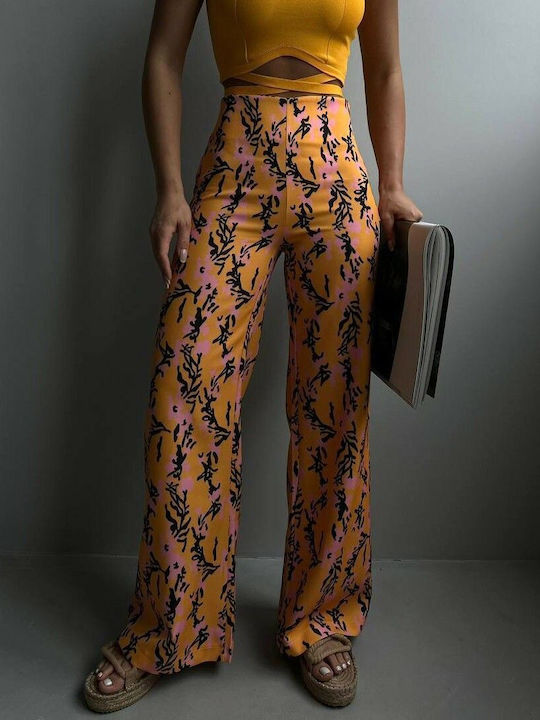 Sinell Women's Fabric Trousers Orange