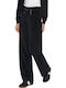 Women's High Rise Cotton Pantaloons with Rubber Band in Regular Fit Black