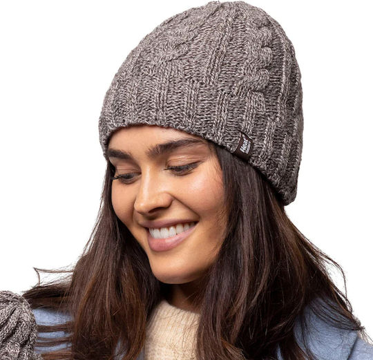 80113 Beanie Γυναικείος Σκούφος με Rib Πλέξη Fawn