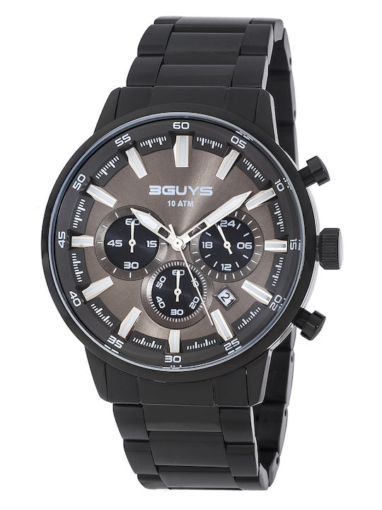 3Guys Men's Watch Battery with Black Metal Bracelet