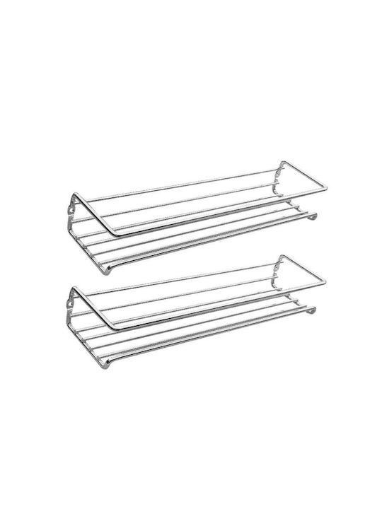 Inox Wall Mounted Spice Rack with Stand Silver 2pcs