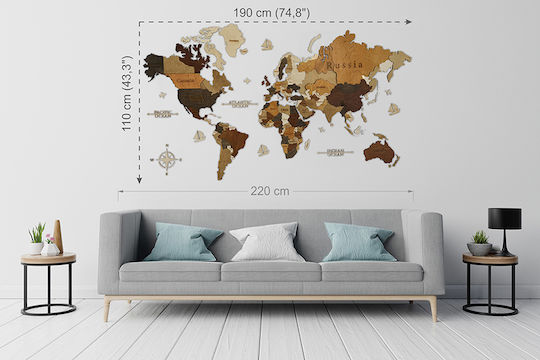 3D Wall Decor Handmade Made of Wood 190x110cm 45 Pieces