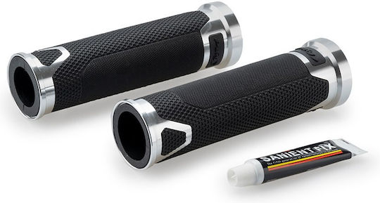 Revving Silver Motorcycle Handlebar Grips Universal 22272p Puig