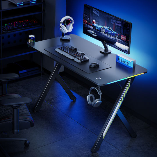 Γραφείο Gaming Rs102 με LED & USB θύρες 120x60x75εκ. Μαύρο