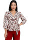 Women's Long Sleeve Shirt White-red