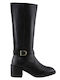 Leder Damenstiefel Schwarz
