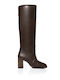 Synthetic Leather High Heel Women's Boots Brown