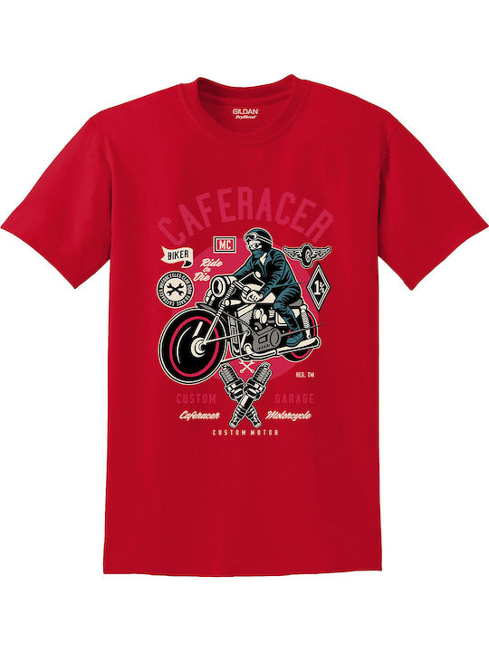 Unisex T-shirt Caferacer Biker Red