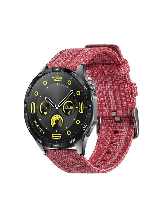 Wearable Strap Nylon Canvas Silver Buckle Huawei Watch GT 6 Watch 5 46mm Redmi W 22mm Red