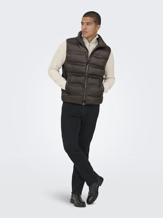 Only & Sons Αμάνικο Μπουφάν Puffer Καφέ