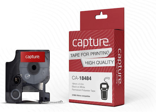 Capture 19мм X 5.5м Черен На Бял Постоянен Полиестерен Етикетен Филм