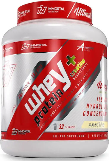 Immortal Nutrition Whey Protein + Creatine Protein Molke mit Kreatin & Geschmack Vanille 1kg