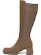 Leder Damenstiefel mit Gummizug Beige