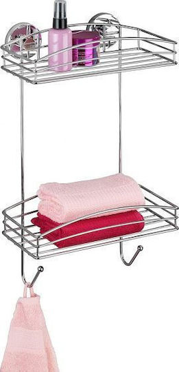 Wenko Wall Mounted Bathroom Shelf Metallic 25.9x14.9x42.9cm Silver