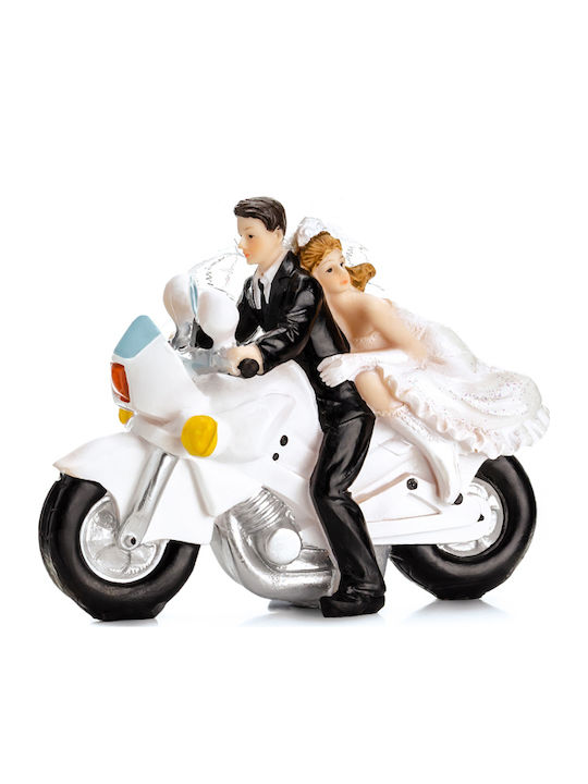 Figurină Mireasă și Mire Pe Motocicletă 11,5cm