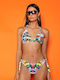 Bikini Set Top & Slip Bottom with Laces with Adjustable Straps Tropical Floral
