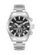 Quantum Adrenaline Dual Time Ανδρικό Ρολόι Μπαταρίας με Ασημί Μεταλλικό Μπρασελέ