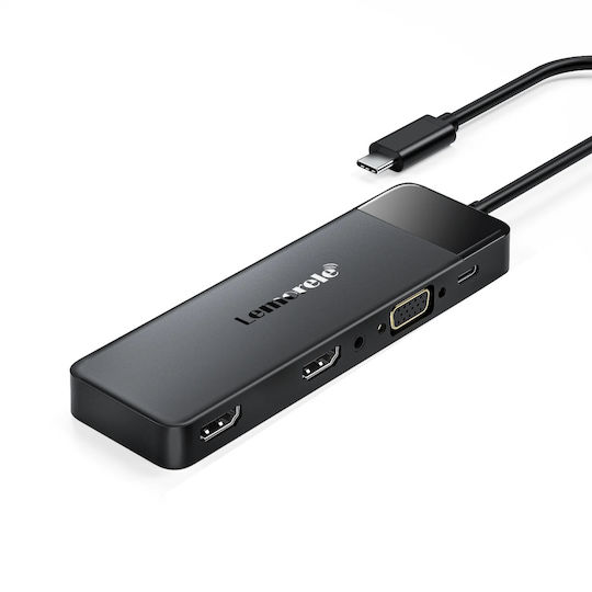 Lemorele TC94 USB-C Докинг станция с HDMI 4K PD Ethernet и свързване 3 монитора Черен
