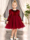 Children's Dress Long Sleeve Velvet Bordeaux