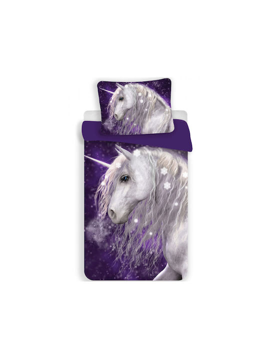 Unicorn Set Cearceaf Pentru Copii Simplu Mov