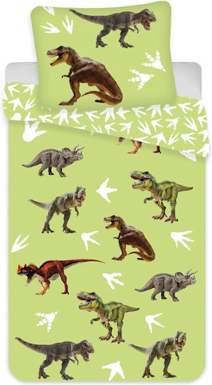 Dinosaur Kinderbettbezüge Baumwollset Grün 135cm