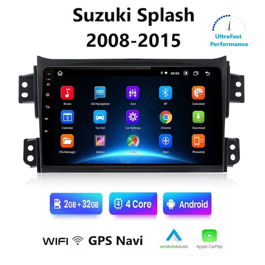 Ηχοσύστημα Αυτοκινήτου για Suzuki Splash 2008-2015 (Bluetooth/USB/WiFi/GPS/Apple-Carplay/Android-Auto) με Οθόνη Αφής 9"
