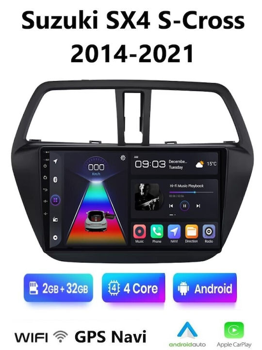 Car Audio System for Suzuki SX4 S-Cross 2014-2021 (Bluetooth/USB/WiFi/GPS/Apple-Carplay/Android-Auto) with Touch Screen 9"