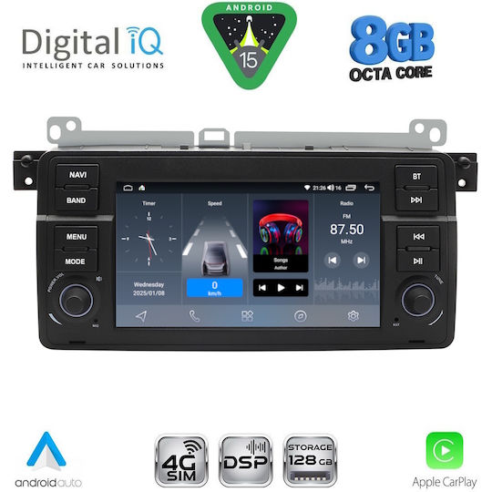 Digital IQ Car Audio System for BMW Series 3 / E46 1998-2005 Bluetooth USB WiFi GPS Apple CarPlay Android Auto with 7" Touch Screen