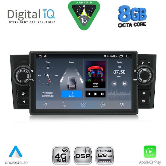 Digital IQ Ηχοσύστημα Αυτοκινήτου για Fiat Grande Punto 2005-2012 (Bluetooth/USB/WiFi/GPS/Apple-Carplay/Android-Auto)