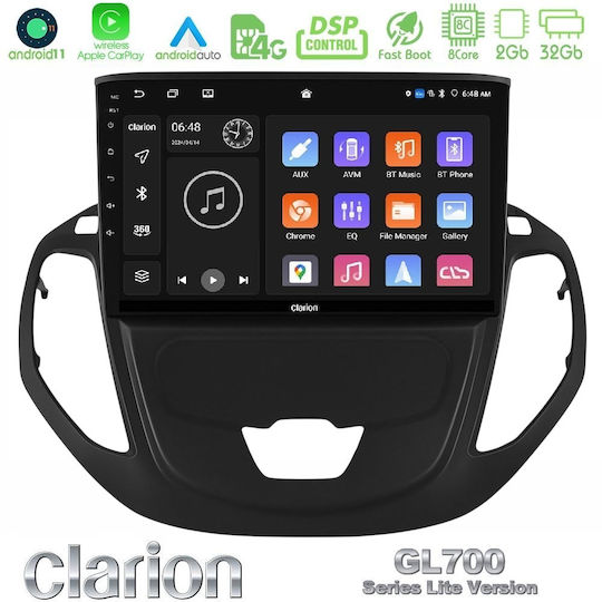 Clarion Car Audio System for Ford Transit Courier 2015-2023 (Bluetooth/USB/WiFi/GPS/Apple-Carplay/Android-Auto) with Touch Screen 9"