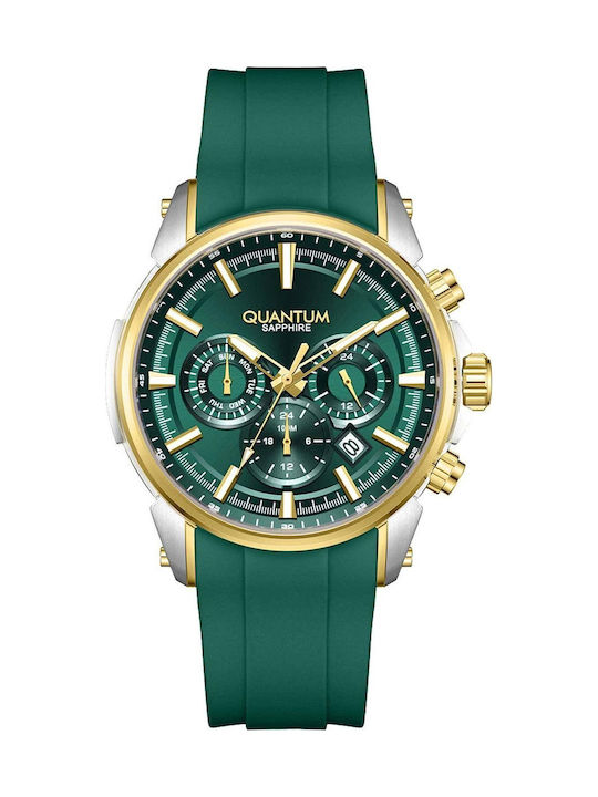 Quantum Dual Time Men's Watch 41.5mm Battery with Green Rubber Strap