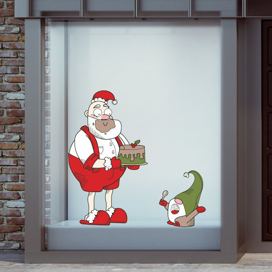 Weihnachtlicher Schaufenstersticker Der Weihnachtsmann Torte Der Zwerg 130x170cm