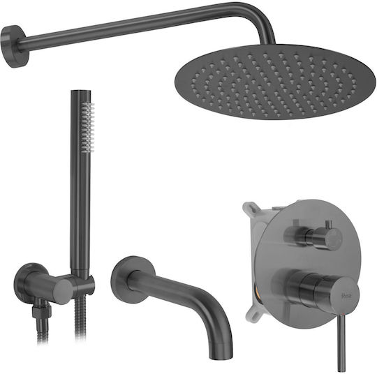 Rea Built-in Mixer, Spout, Hand Shower & Shower Head Set for Shower Silver