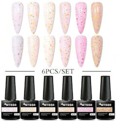 Set 6 Gel Pieces 7 Ml Gold Pink Glitter