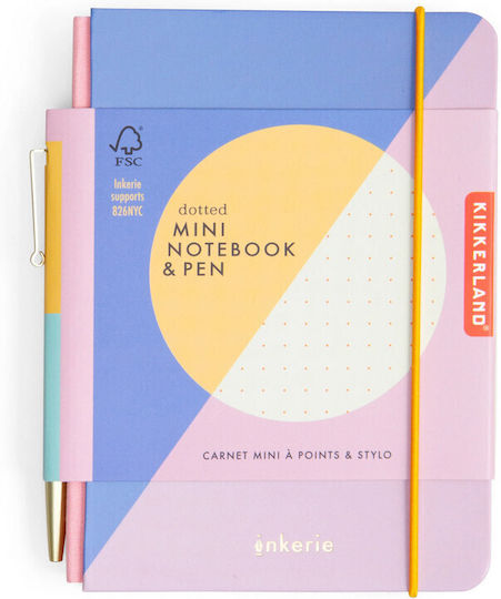 Kikkerland Notebook A6 Bullet 96 Sheets with Dots with Pen Case (Miscellaneous Designs)
