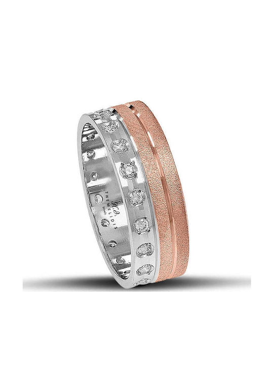 Themelidis Jewels Σετ Βέρες Δίχρωμες 9Κ με Ματ Φινίρισμα και Ζιργκόν