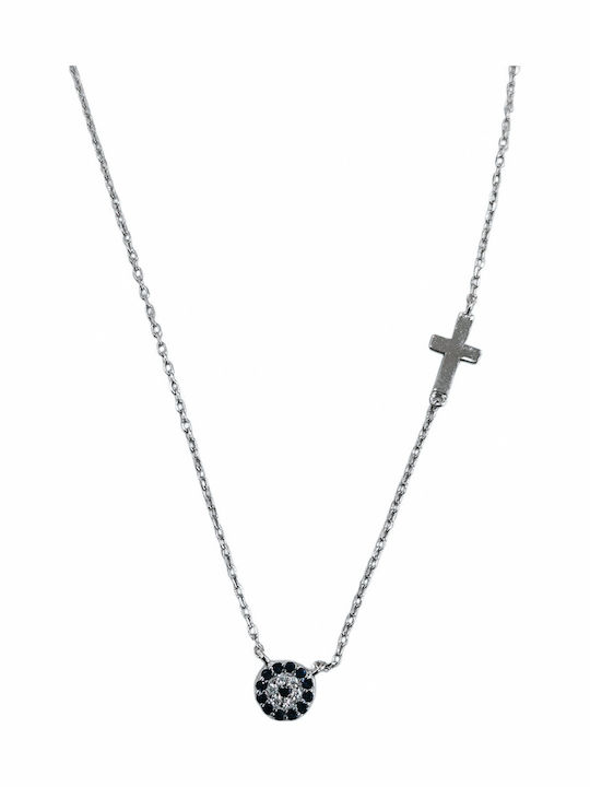 Damentag Halskette Silber Auge Kreuz Silver 925